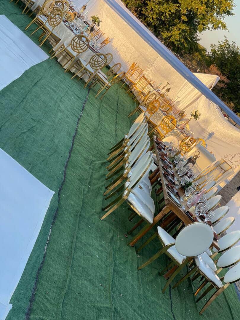 Cabana Wedding — Sunset Gold Setup