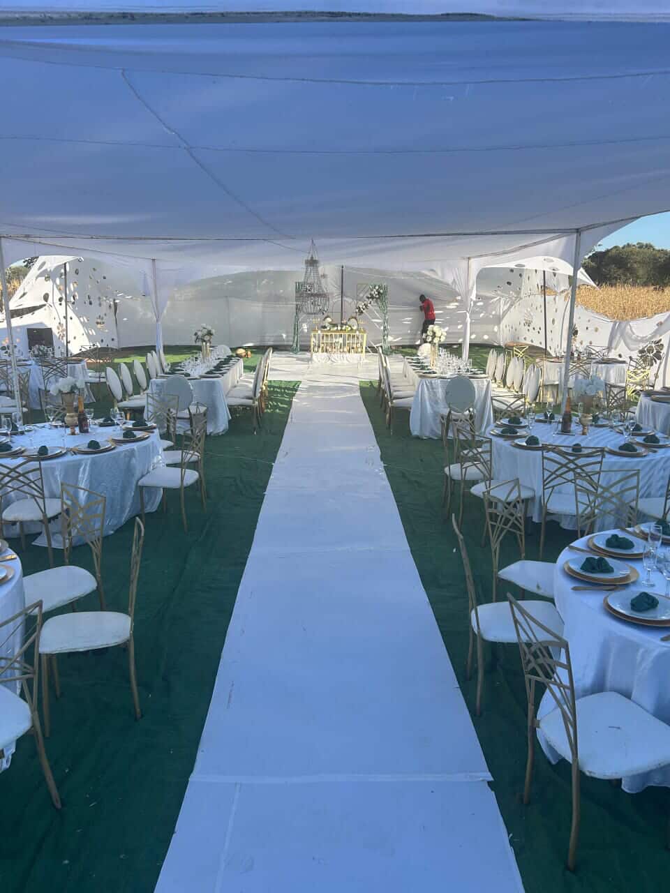 Cabana Wedding — Grand White Marquee Aisle