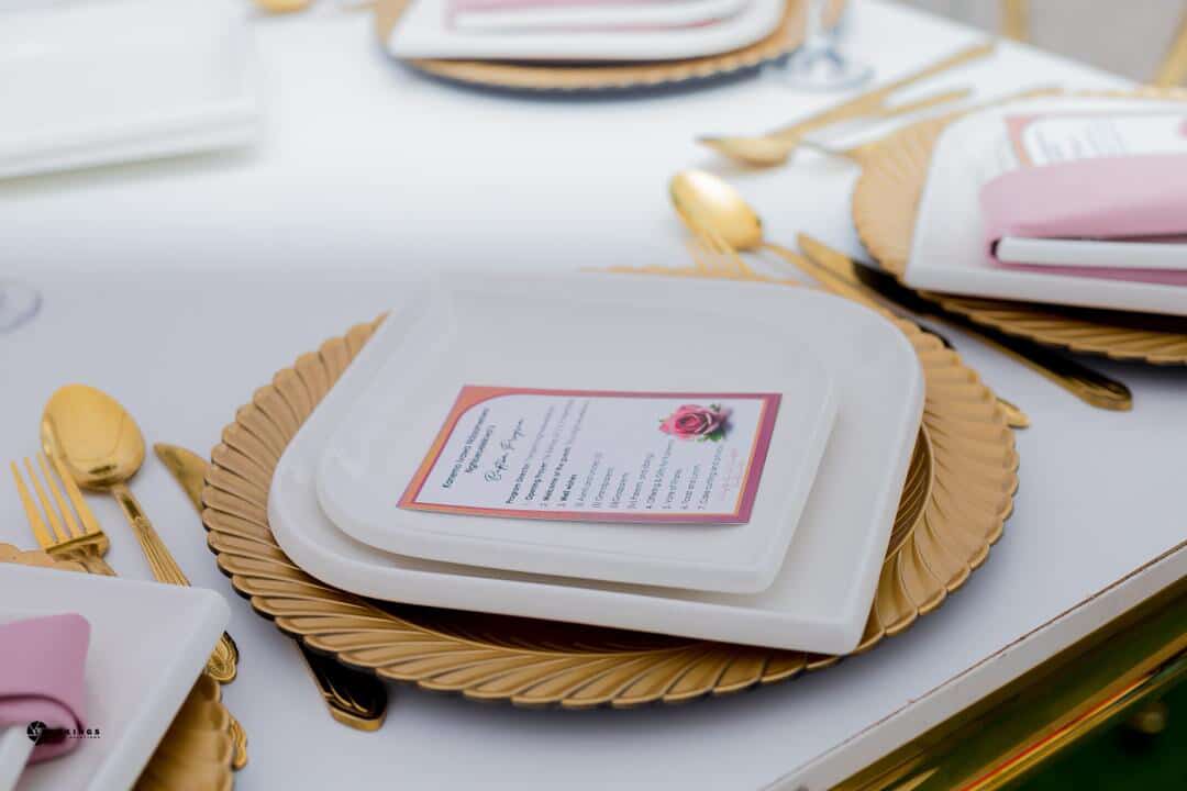 Baptism — Pink & Gold Charger Place Setting