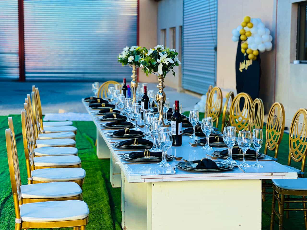 Farewell Party — Black & Gold Balloon Setup