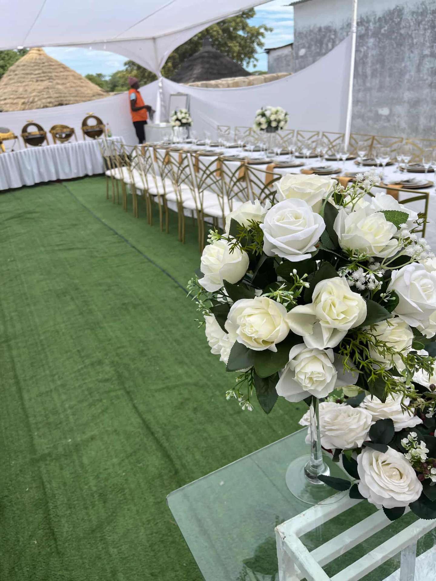 Cabana Wedding — Roses & Gold Chairs