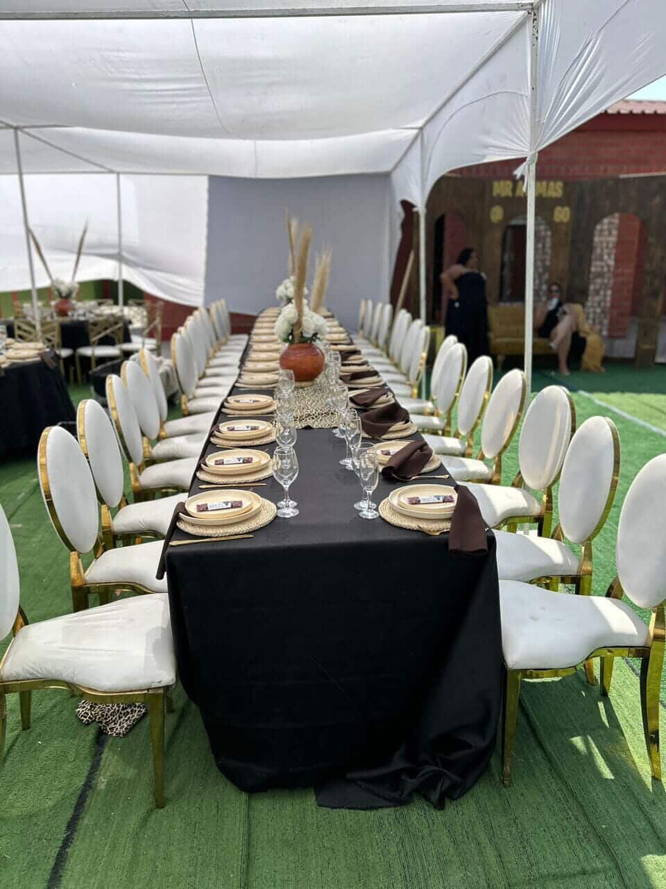 Birthdays — Black Tablescape with Pottery