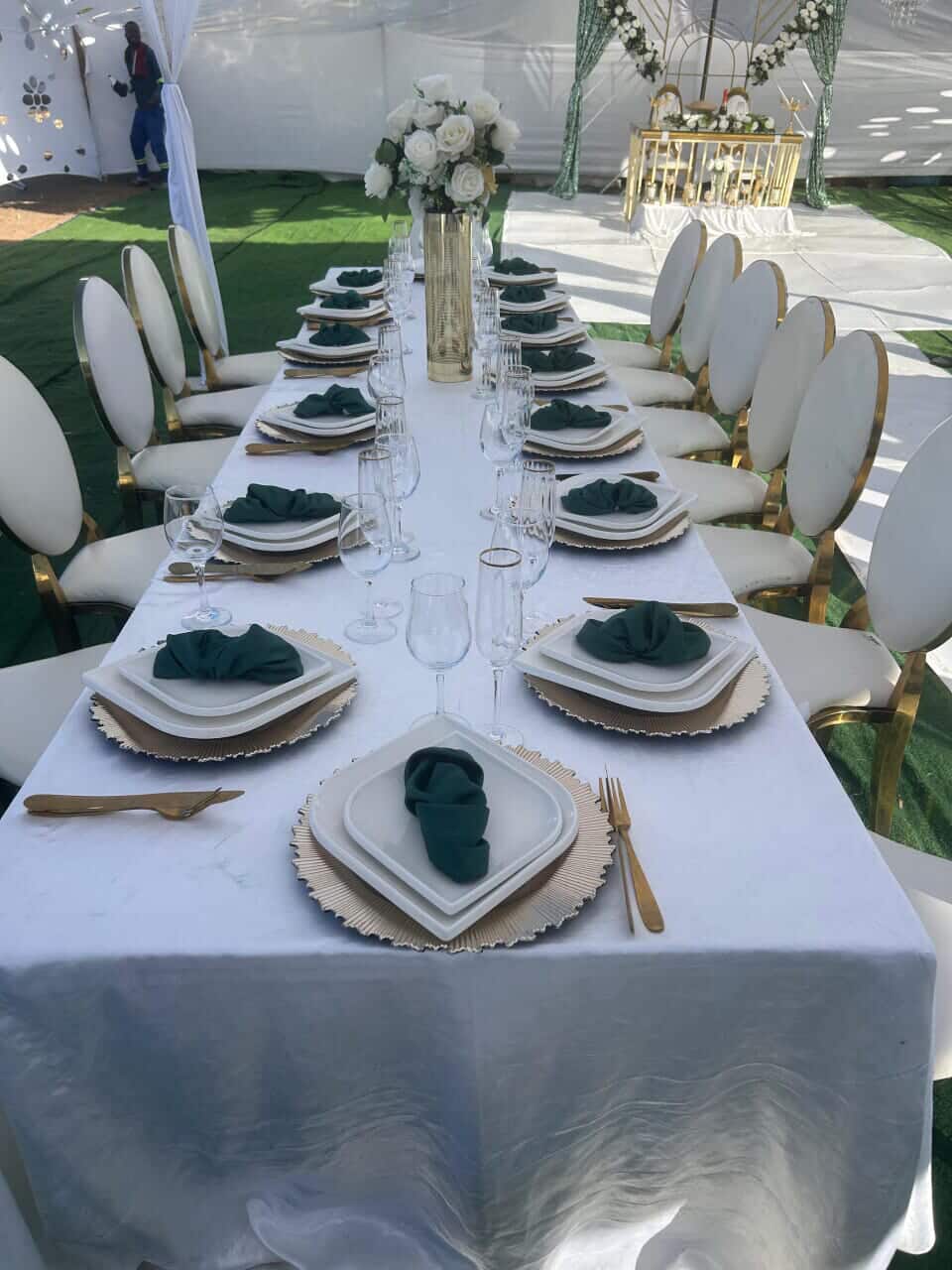 Cabana Wedding — Green Napkin Banquet